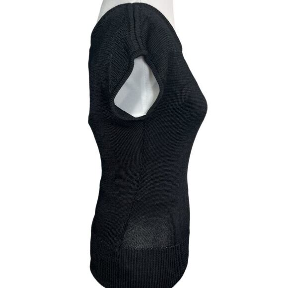 Ann Taylor Black Knit Ribbed Blouse XS - Picture 5 of 13